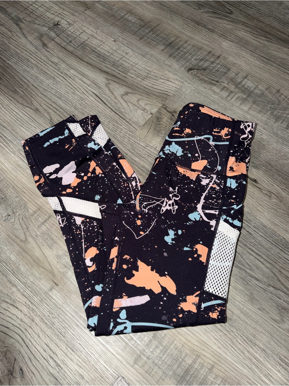 Women’s Active Leggings with Coral & Aqua Splash Print